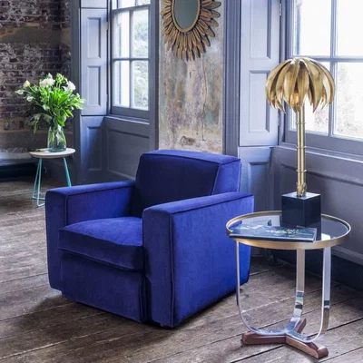 Graham & Green Felix Armchair - Teal Stain Guarded Velvet