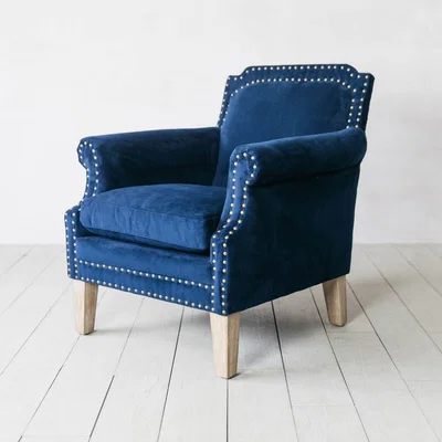 Graham & Green Studded Club Navy Velvet Armchair