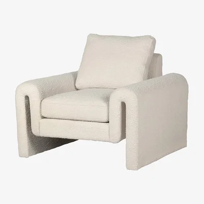 Graham & Green Lexi Ivory Bouclé Curved Armchair