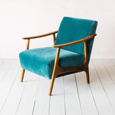 Graham & Green Teal Velvet Upholstered Armchair