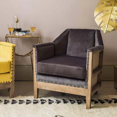 Graham & Green Hoxton Grey Velvet Armchair