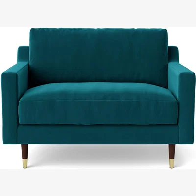 Habitat Swoon Rieti Velvet Cuddle Chair - Kingfisher Blue