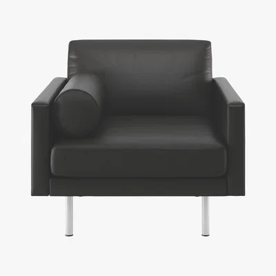 Habitat Spencer Black Leather Armchair, Metal Legs, Black