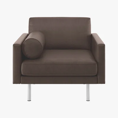 Habitat Spencer Chocolate Brown Luxury Leather Armchair, Metal Legs, Dark Brown