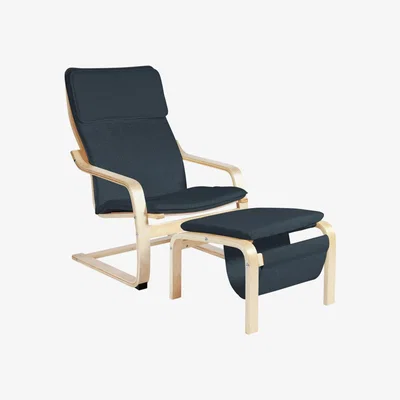 Habitat Habitat Bentwood Fabric Armchair with Footstool - Navy