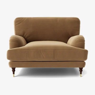 Habitat Swoon Charlbury Velvet Cuddle Chair - Biscuit