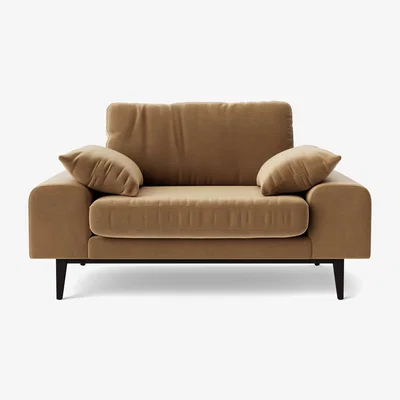 Habitat Swoon Tulum Velvet Cuddle Chair - Biscuit