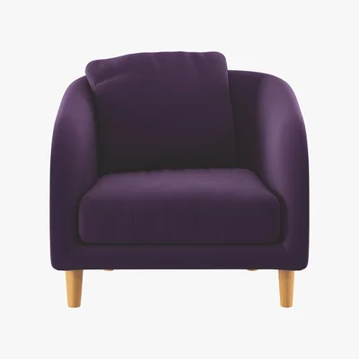 Habitat Colby Purple Velvet Armchair, Wooden Feet, Purple