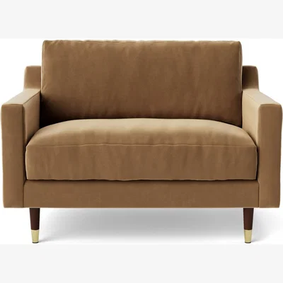 Habitat Swoon Rieti Velvet Cuddle Chair - Biscuit