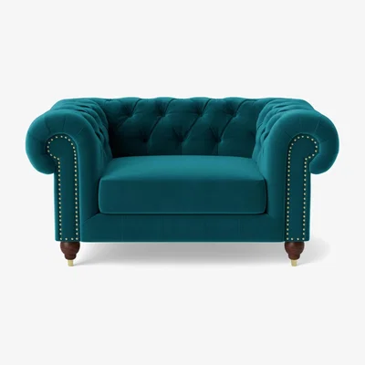Habitat Swoon Winston Velvet Cuddle Chair - Kingfisher Blue