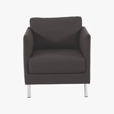 Habitat Hyde Black Premium Leather Armchair, Metal Leg, Black
