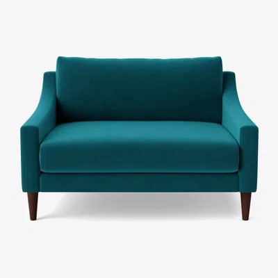 Habitat Swoon Turin Velvet Cuddle Chair - Kingfisher Blue