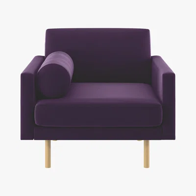 Habitat Spencer Purple Velvet Armchair, Oak Legs, Purple