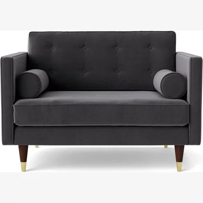 Habitat Swoon Porto Velvet Cuddle Chair - Granite Grey