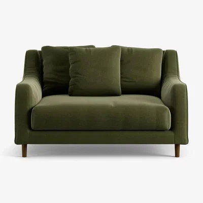 Habitat Habitat Swift Velvet  Cuddle Chair - Moss Green - Dark Leg