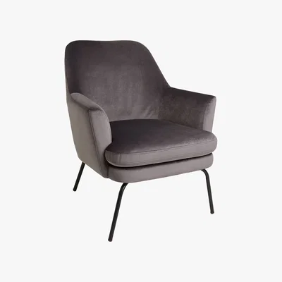Habitat Habitat Celine Velvet Accent Chair - Grey, Grey