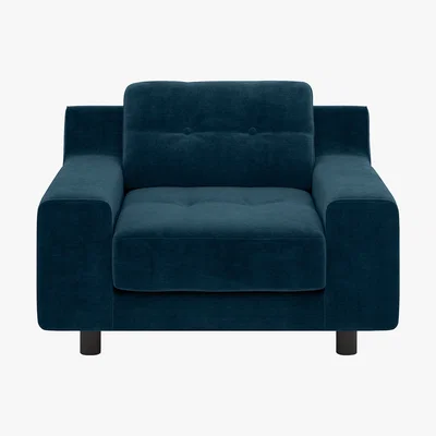 Habitat Hendricks Ink Blue Velvet Armchair, Blue