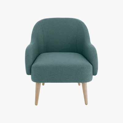 Habitat Momo Teal Blue FaBric Armchair, Wooden Feet, Blue