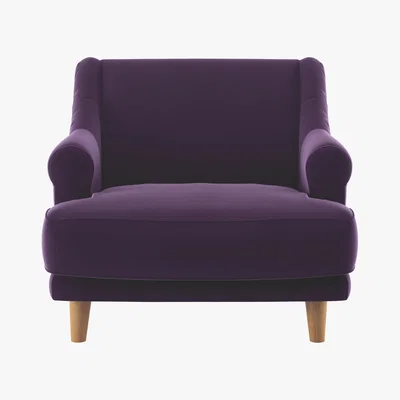 Habitat Townsend Purple Velvet Armchair With Wooden Legs, Purple