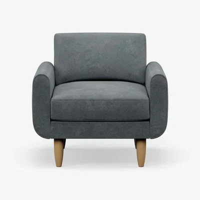 Habitat Hutch Velvet Round Arm Armchair - Slate Grey