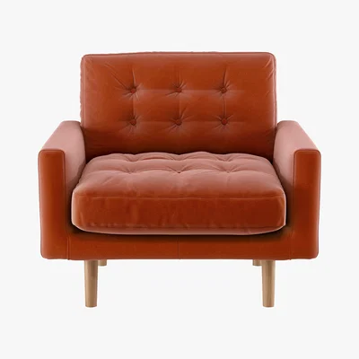 Habitat Fenner Orange Velvet FaBric Armchair, Orange