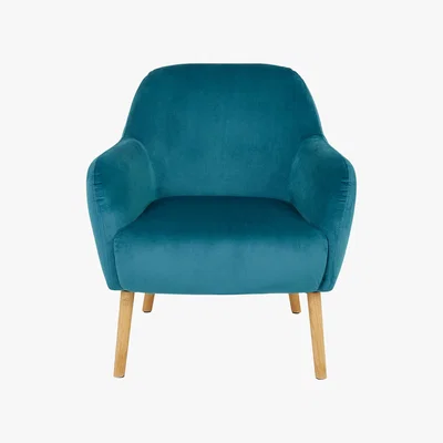 Habitat Tulsa Teal Blue Velvet Armchair, Blue