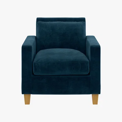Habitat Chester Ink Blue Velvet Armchair, Blue