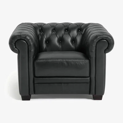 Habitat Habitat Chesterfield Leather Armchair - Black