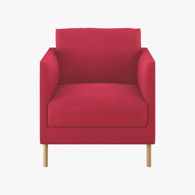 Habitat Hyde Red Textured Woven FaBric Armchair, Wooden Leg, Red