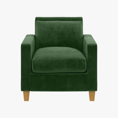 Habitat Chester Moss Green Velvet Armchair, Moss Green