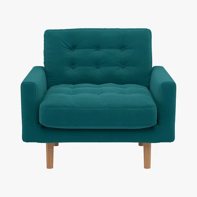 Habitat Fenner Teal Velvet Armchair, Teal