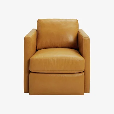 Habitat Habitat Durham Leather Swivel Chair - Tan