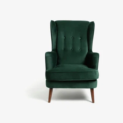 Habitat Habitat Callie Velvet Wingback Chair - Forest Green