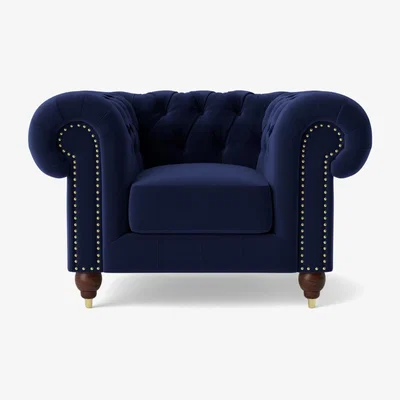 Habitat Swoon Winston Velvet Armchair - Ink Blue