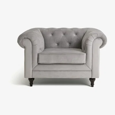 Habitat Habitat Chesterfield Velvet Armchair - Light Grey
