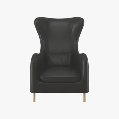 Habitat Smithfield Black Leather Wingback Armchair, Black