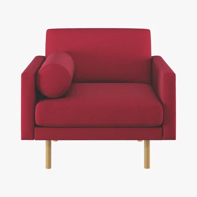 Habitat Spencer Red Wool Armchair, Oak Legs, Red