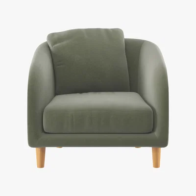 Habitat Colby Sage Green Velvet Armchair, Green Green