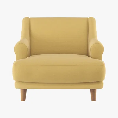 Habitat Townsend Yellow Wool Armchair With Wooden Legs, Yellow
