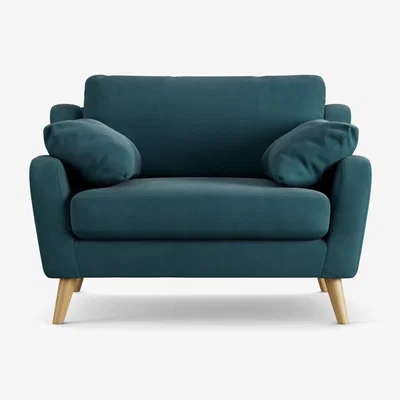 Habitat Habitat Ivor Fabric Cuddle Chair - Teal - Ash Leg