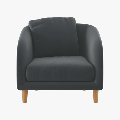 Habitat Colby Grey Velvet Armchair, Wooden Feet, Grey