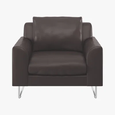 Habitat Lyle Brown Leather Armchair, Metal Legs, Brown