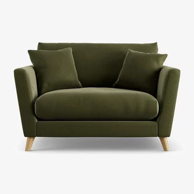 Habitat Habitat Lomond Velvet Cuddle Chair - Moss Green - Ash Leg