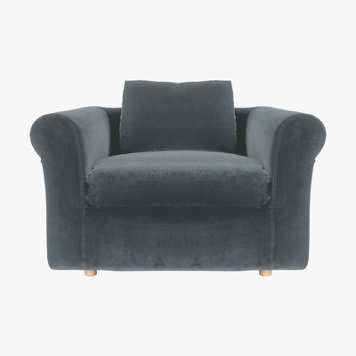 Habitat Louis Dark Grey Velvet Compact Sofa, Grey