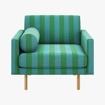 Habitat Spencer Luke Edward Hall FaBric Armchair, Oak Legs, Green
