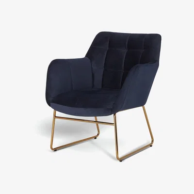 Habitat Habitat Cyrus Velvet Sleigh Accent Chair - Navy