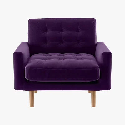 Habitat Fenner Dark Purple Velvet Armchair, Purple
