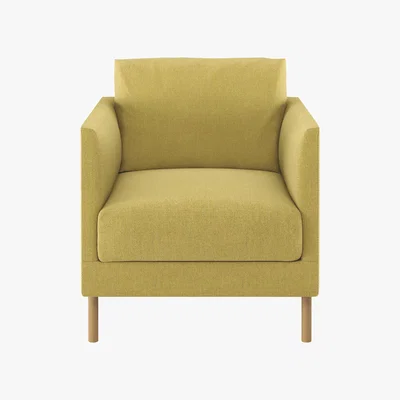 Habitat Hyde Yellow FaBric Armchair, Wooden Legs, Yellow