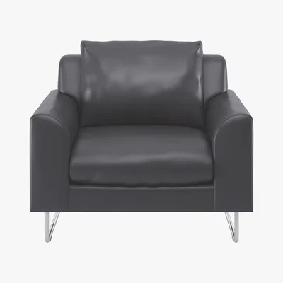Habitat Lyle Black Leather Armchair, Metal Legs, Black