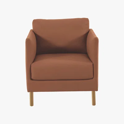 Habitat Hyde Tan Premium Leather Armchair, Wooden Leg, Tan